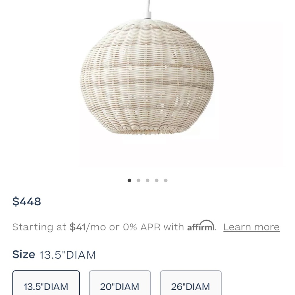 Serena & Lily Cream Accent Decor Pendant